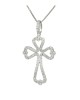 Γυναικείος σταυρός με αλυσίδα, Λευκός χρυσός Κ18 με διαμάντια Κωδικός 004116