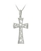 Γυναικείος σταυρός με αλυσίδα, Λευκός χρυσός Κ18 με διαμάντια Κωδικός 004117