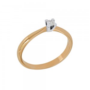 Bicolor Solitaire ring Pink and white gold K18 with diamond Code 005573