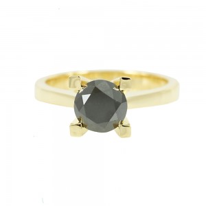 Μονόπετρο δαχτυλίδι Ροζ χρυσός Κ18 με μαύρα διαμάντια Κωδικός 007888