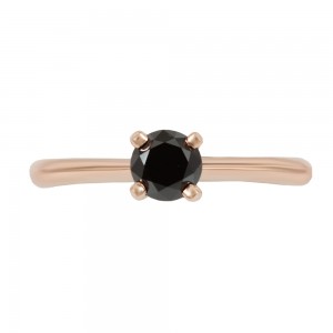 Μονόπετρο δαχτυλίδι Ροζ χρυσός Κ18 με μαύρο διαμάντι Κωδικός 007975