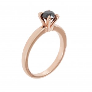 Μονόπετρο δαχτυλίδι Ροζ χρυσός Κ18 με μαύρο διαμάντι Κωδικός 007976