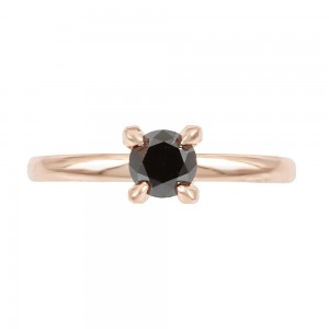 Μονόπετρο δαχτυλίδι Ροζ χρυσός Κ18 με μαύρο διαμάντι Κωδικός 007976