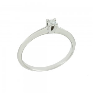 Solitaire ring White gold K18 with diamond IGL Certification Code 008734