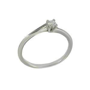 Solitaire ring White gold K18 with diamond IGL Certification Code 008735