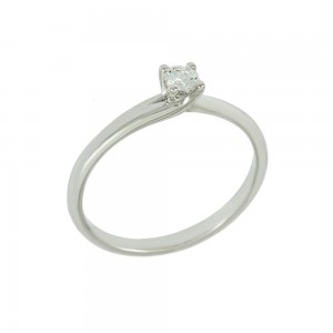 Solitaire ring White gold K18 with diamond IGL Certification Code 008737