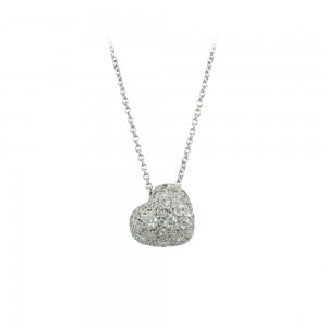 Necklace heart shape White gold K18 with diamonds Code 008749