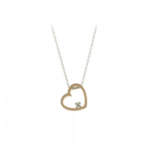 Necklace heart shape Pink and white gold K18 with diamond Code 008750