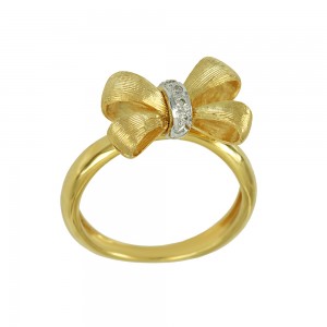 Ring Yellow and white gold K18 with diamonds Code 008753