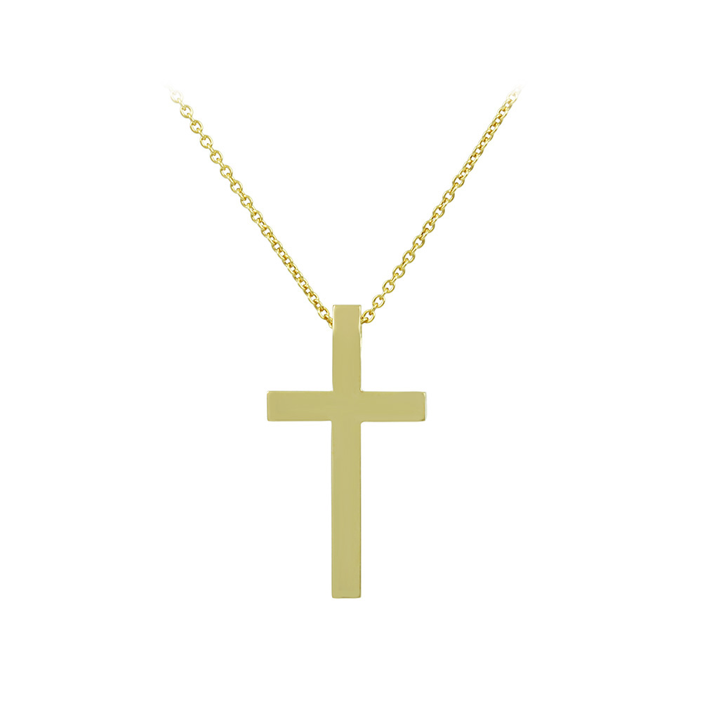 Σταυρός με αλυσίδα, Κίτρινος χρυσός Κ18 Κωδικός 008760
