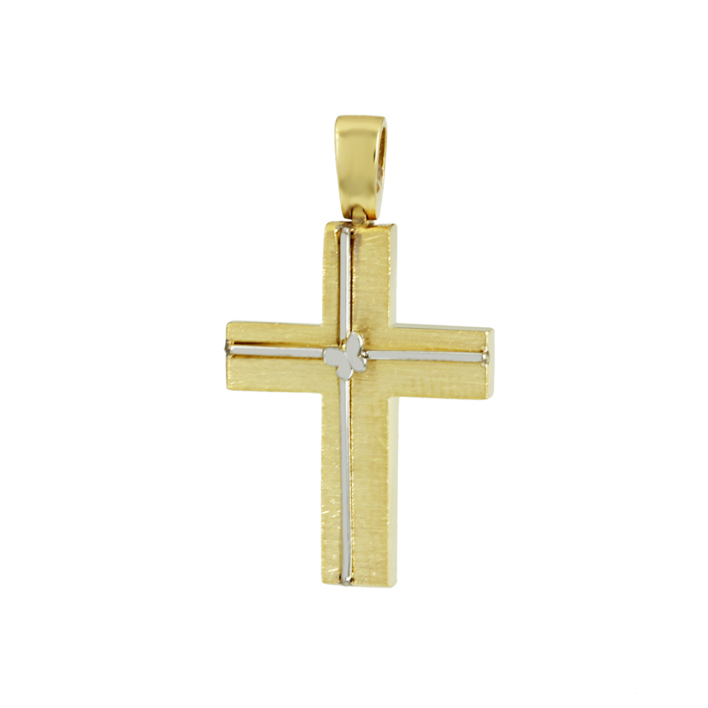 Woman's cross  Yellow and white gold K18 Code 008819