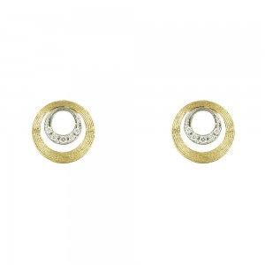 Earrings Yellow and white gold K18 with diamonds Code 008821