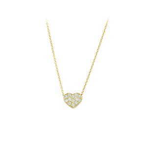 Necklace heart shape Yellow gold K18 with diamonds Code 008824
