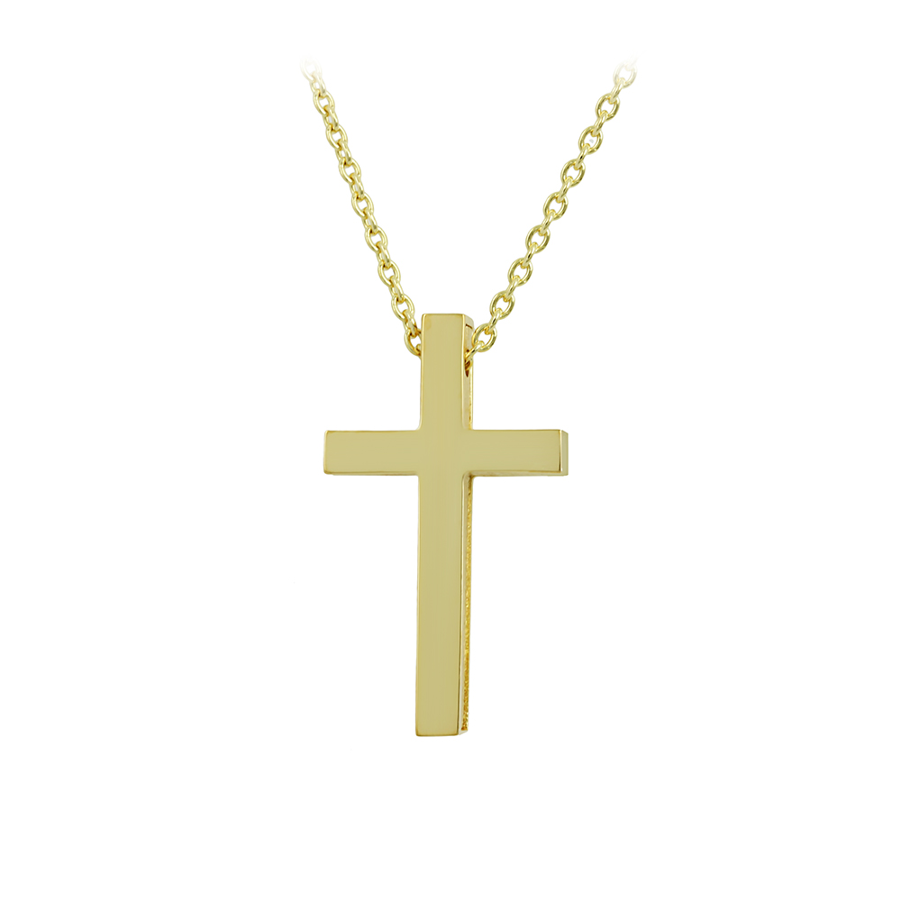 Σταυρός με αλυσίδα, Κίτρινος χρυσός Κ18 Κωδικός 008831