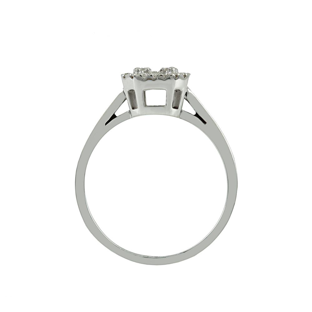 Solitaire rosette ring White gold K18 with diamonds Code 008987