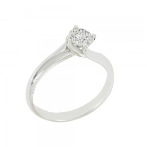 Solitaire ring White gold K18 with diamonds Brilliant cut Code 009001