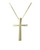 Woman's cross pendant with chain, Yellow gold K18 with diamonds Code 010509