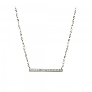 Necklace Bar White gold K18 with black diamonds Code 011109