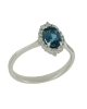 Ring Rosette White gold K18 with London Blue Topaz and diamonds Code 011857