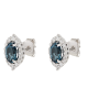 Earrings Rosette White gold K18 with London Blue Topaz and diamonds Code 011858