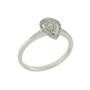 Ring Rosete White gold K18 with white color diamonds Code 011864
