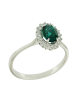 Woman's ring Rosette White gold K18 with Diamonds and LAB GROWN Emerald Code 011866