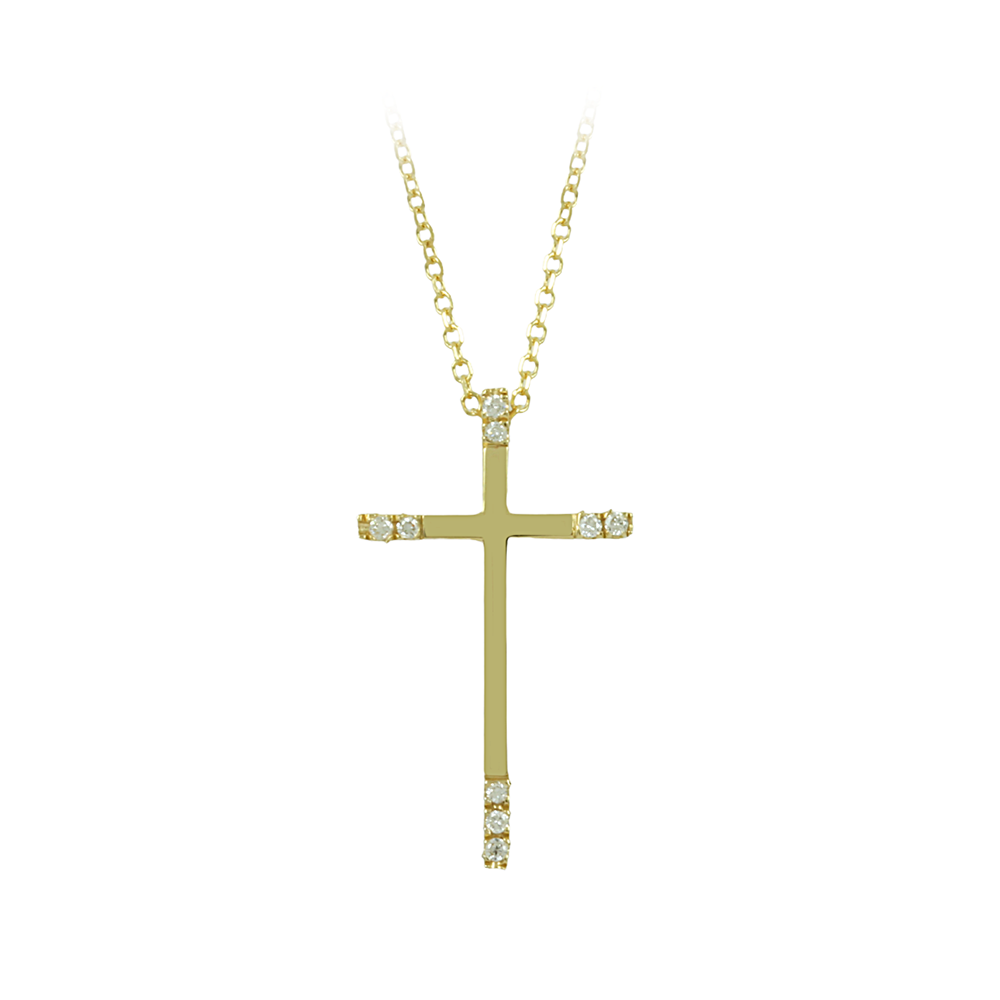 Γυναικείος σταυρός με αλυσίδα, Κίτρινος χρυσός Κ18 με διαμάντι πιστοποίησης IGL Κωδικός 012241