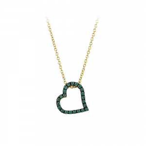 Necklace Heart Yellow gold K18 with Ocean Blue diamonds Code 012627