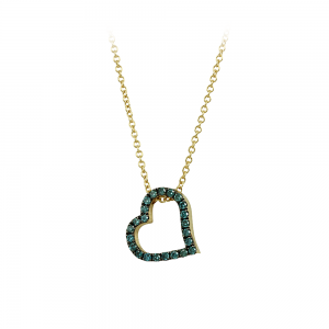 Necklace Heart Yellow gold K18 with Ocean Blue diamonds Code 012627