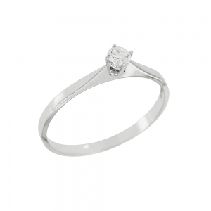Μονόπετρο δαχτυλίδι Λευκός χρυσός Κ18 με Διαμάντι Κωδικός 013193