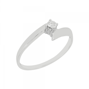 Μονόπετρο δαχτυλίδι Λευκός χρυσός Κ18 με Διαμάντι Κωδικός 013196