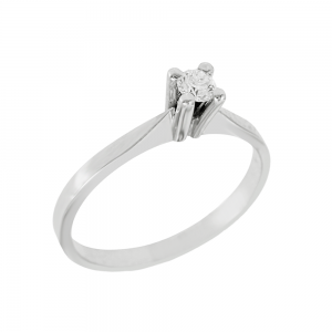 Μονόπετρο δαχτυλίδι Λευκός χρυσός Κ18 με Διαμάντι Κωδικός 013199