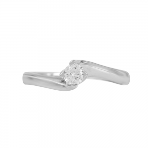Μονόπετρο δαχτυλίδι Λευκός χρυσός Κ18 με Διαμάντι Κωδικός 013202