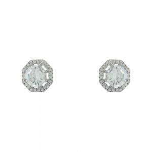 Earrings of Silver 925 White gold plated Code 006116