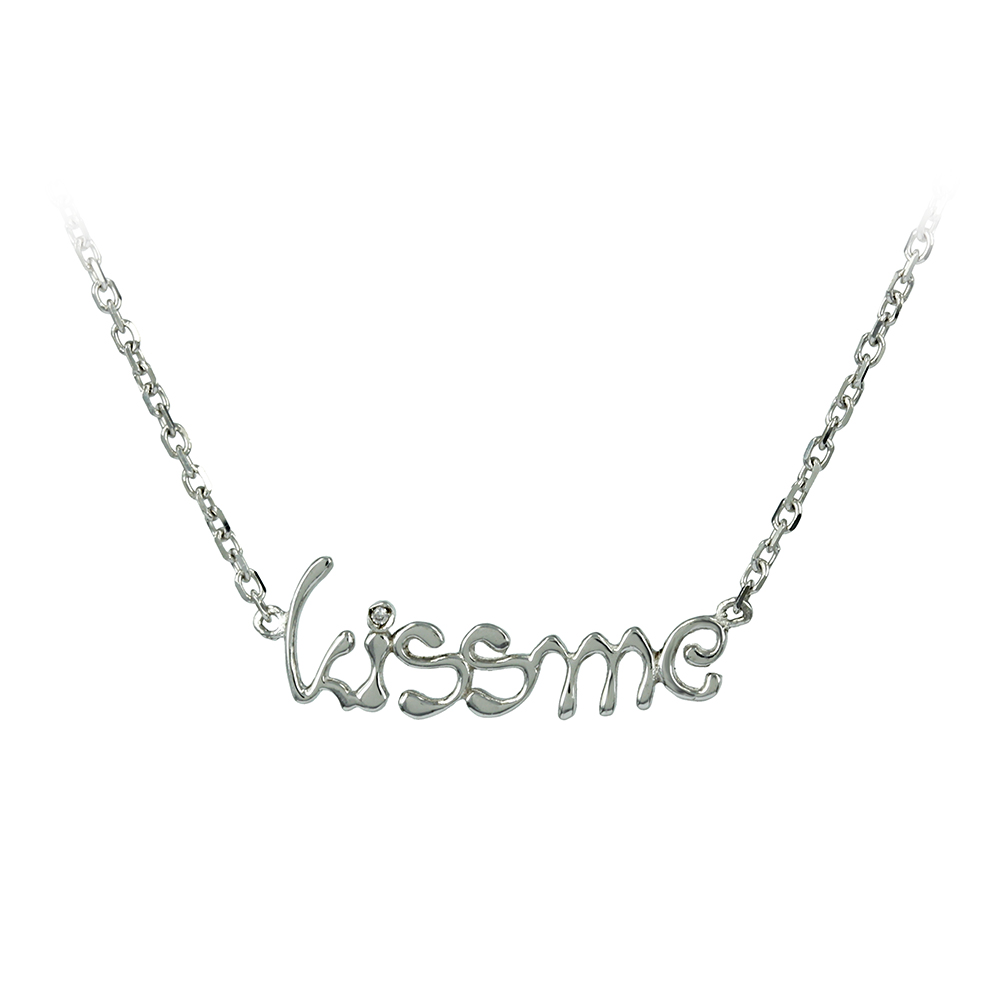 Κολιέ Ασήμι 925 βαθμών Kiss me Επιπλατινωμένο Κωδικός 007392