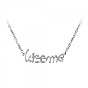Necklace of Silver 925 Kiss me White gold plated Code 007392