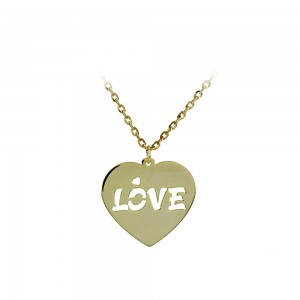 Necklace of Silver 925 Love Yellow gold plated Code 007654