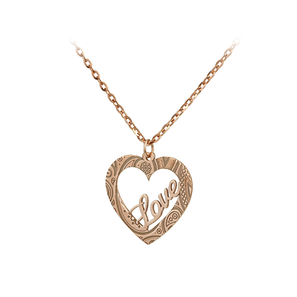 Necklace of Silver 925 Love Pink gold plated Code 007658