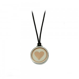 Necklace of Silver 925 Heart White and pink gold plated Code 007690