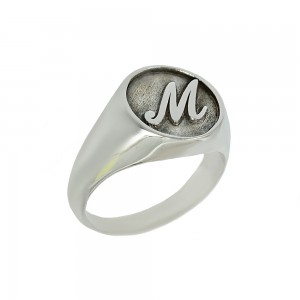 Men’s ring Silver 925 White gold plated Monogram Code 007711
