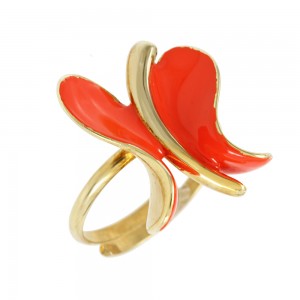 Ring of Silver 925 Butterfly Yellow gold plated Code 007793