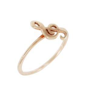 Ring of Silver 925 Note Pink gold plated Code 007806