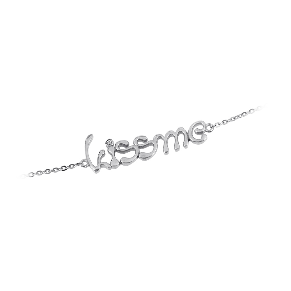 Βραχιόλι Ασήμι 925 βαθμών Kiss me Επιπλατινωμένο Κωδικός 007850