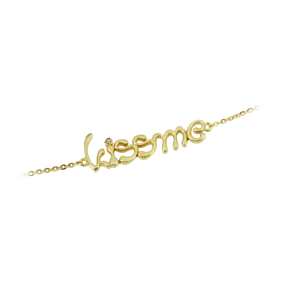 Βραχιόλι Ασήμι 925 βαθμών Kiss me Επιχρυσωμένο με κίτρινο χρυσό Κωδικός 007861