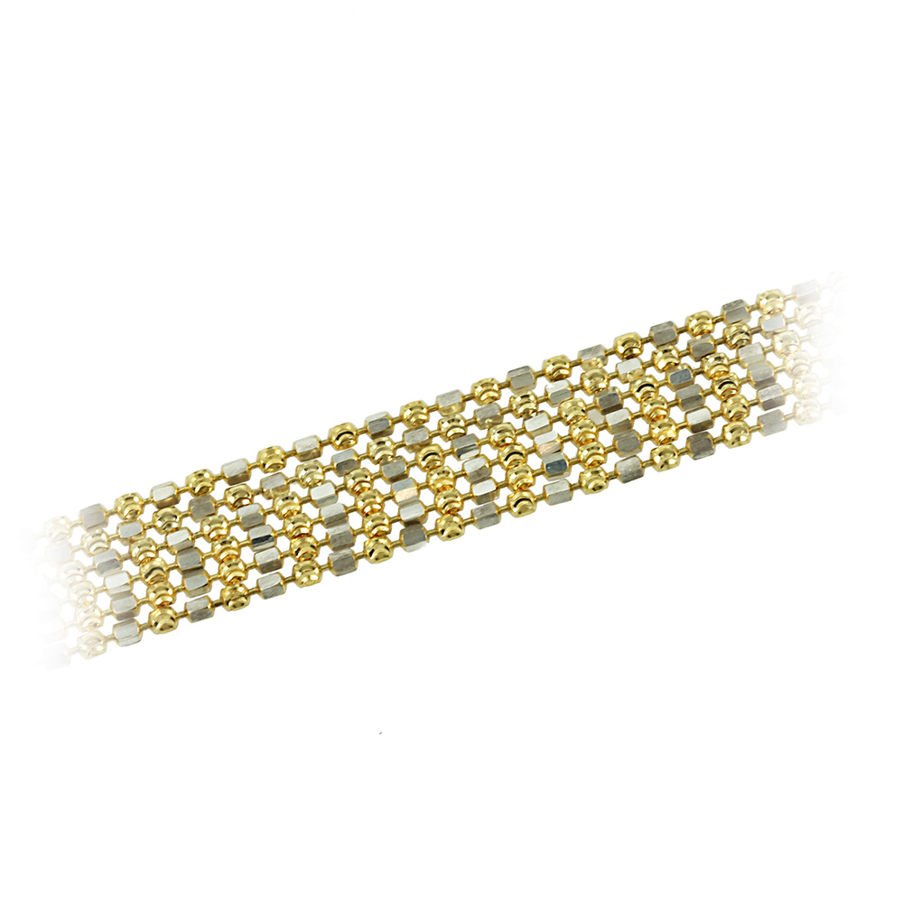 Βραχιόλι από ασήμι 925 βαθμών Επιπλατινωμένο και επιχρυσωμένο με κίτρινο χρυσό Κωδικός 007865