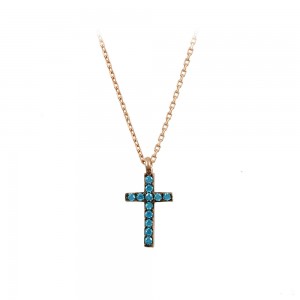 Cross with chain, Silver 925 degrees Pink gold plated Code 008569