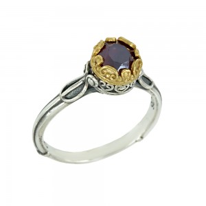 Bicolor ring made of 925 sterling silver Plated with yellow and white gold Code 009059