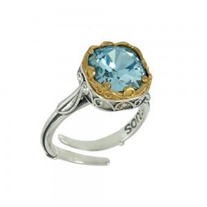 Bicolor ring made of 925 sterling silver Plated with yellow and white gold Code 009062