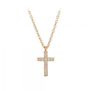 Cross with chain, Silver 925 degrees Pink gold plated Code 009148