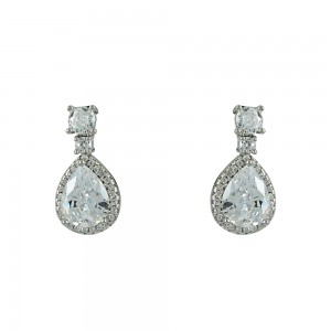 Earrings of Silver 925 White gold plated Code 009194